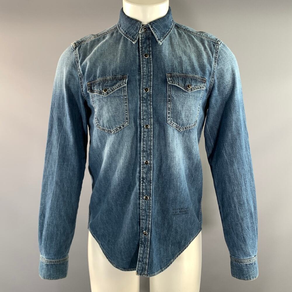 GIVENCHY Size S Blue Cotton Long Sleeve Shirt